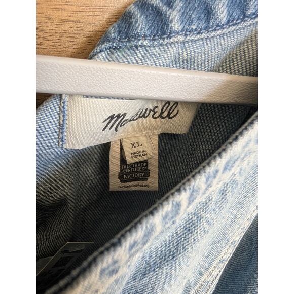 Madewell Circle Mini Dress Womens XL Blue Airy Denim Edition Sleeveless Back Zip - Picture 4 of 5